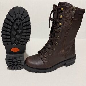 Harley-Davidson Nolana 9 inch Pebbled Leather Dark Brown Women’s Boots